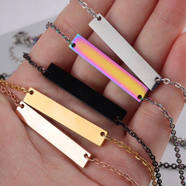 35*6mm DIY Engrave Logo 16/18/20inch Chain Geometric Jewelry Custom Stainless Steel Bar Necklace - Image 5