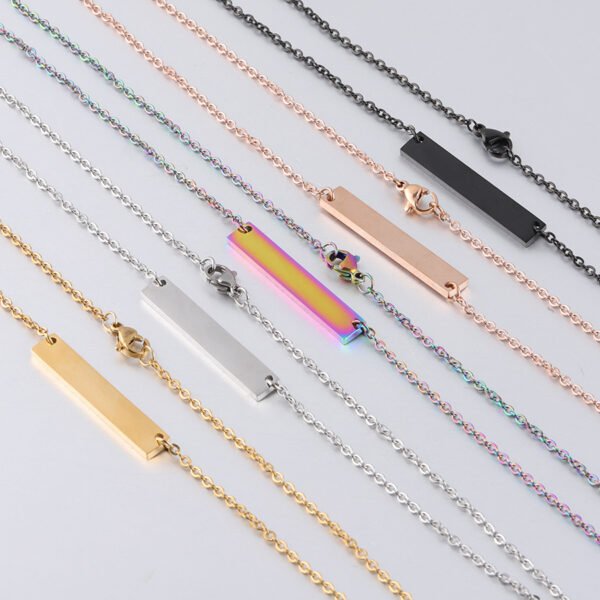 35*6mm DIY Engrave Logo 16/18/20inch Chain Geometric Jewelry Custom Stainless Steel Bar Necklace - Image 6