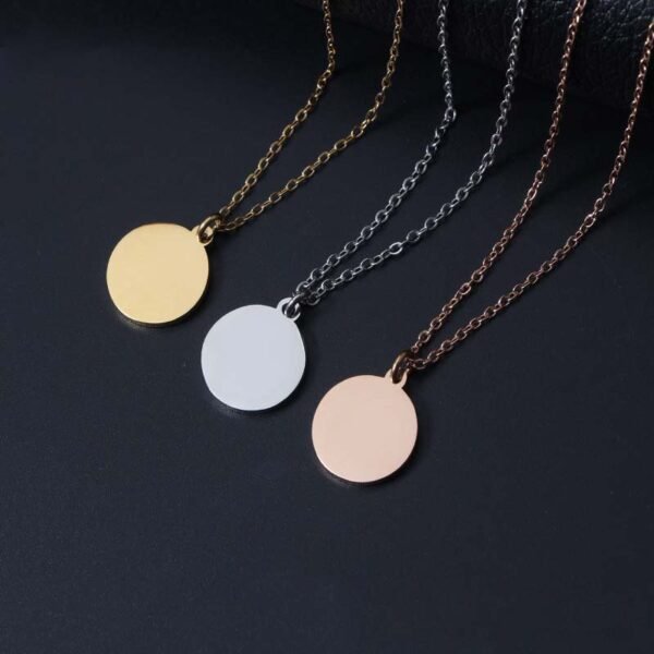 Custom Logo Gold Plated Round Charms Necklace