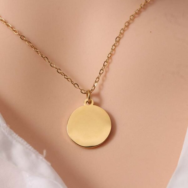 Custom Logo Gold Plated Round Charms Necklace - Image 5
