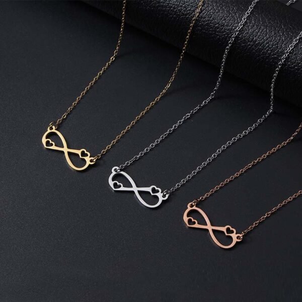 High Quality Mirror Polished Heart Chain Necklace Stainless Steel Mirror Polished Stainless Steel Women Infinite Heart Chain Necklace
