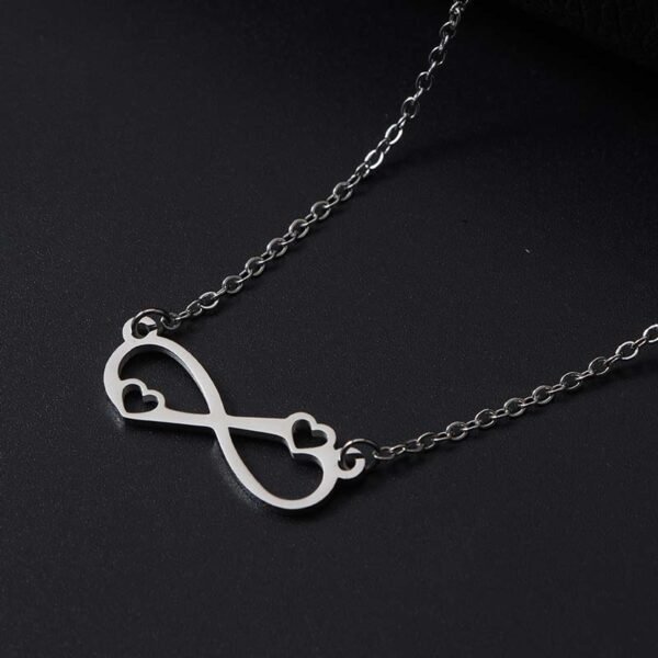 High Quality Mirror Polished Heart Chain Necklace Stainless Steel Mirror Polished Stainless Steel Women Infinite Heart Chain Necklace - صورة 2