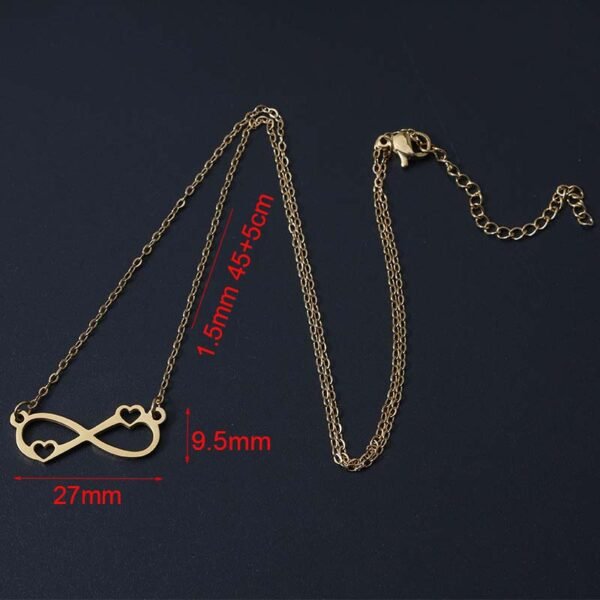 High Quality Mirror Polished Heart Chain Necklace Stainless Steel Mirror Polished Stainless Steel Women Infinite Heart Chain Necklace - صورة 5