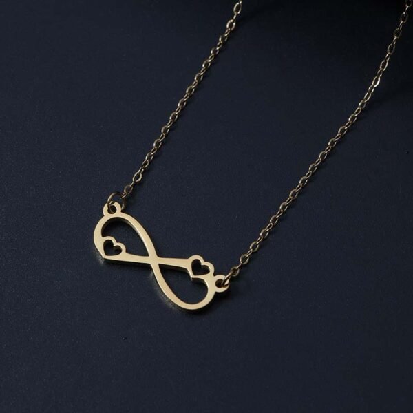 High Quality Mirror Polished Heart Chain Necklace Stainless Steel Mirror Polished Stainless Steel Women Infinite Heart Chain Necklace - صورة 6
