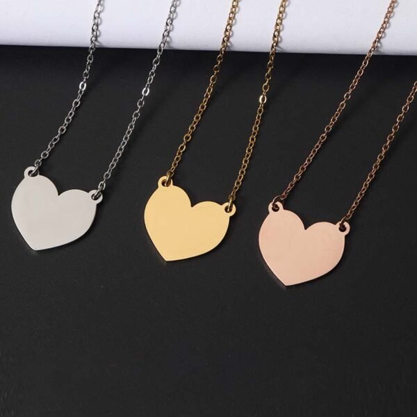 Factory Wholesales Gold Plated Heart Statement Necklace Mirror Polished Women Stainless Steel Custom Jewelry Gold Plated Statement Heart Necklace
