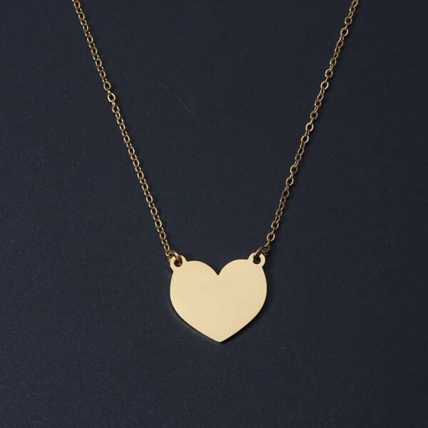 Factory Wholesales Gold Plated Heart Statement Necklace Mirror Polished Women Stainless Steel Custom Jewelry Gold Plated Statement Heart Necklace - Imagen 2