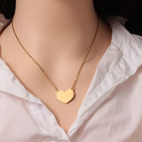 Factory Wholesales Gold Plated Heart Statement Necklace Mirror Polished Women Stainless Steel Custom Jewelry Gold Plated Statement Heart Necklace - Imagen 5