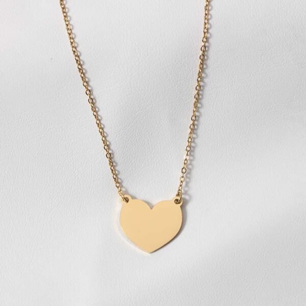 Factory Wholesales Gold Plated Heart Statement Necklace Mirror Polished Women Stainless Steel Custom Jewelry Gold Plated Statement Heart Necklace - Imagen 6