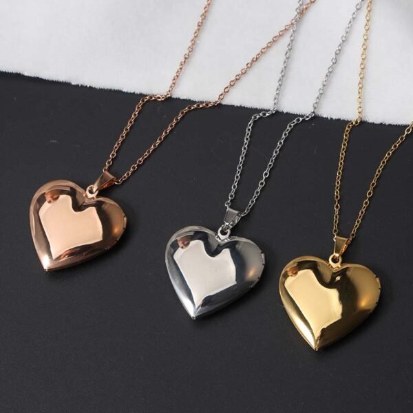OEM Mirror Polished Stainless Steel Men Women Custom Photo Heart Locket Necklace - صورة 2