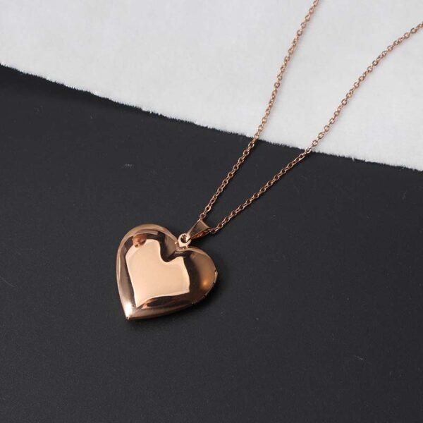 OEM Mirror Polished Stainless Steel Men Women Custom Photo Heart Locket Necklace - صورة 4