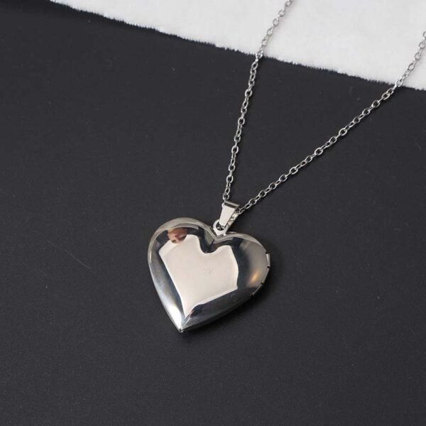 OEM Mirror Polished Stainless Steel Men Women Custom Photo Heart Locket Necklace - صورة 5