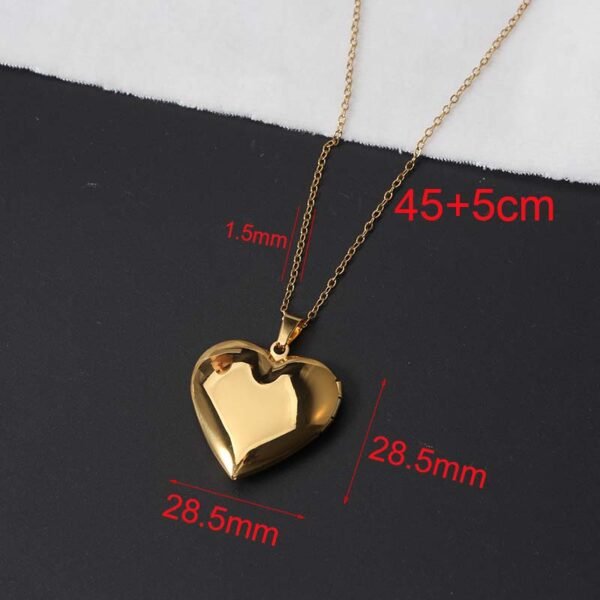 OEM Mirror Polished Stainless Steel Men Women Custom Photo Heart Locket Necklace - صورة 6