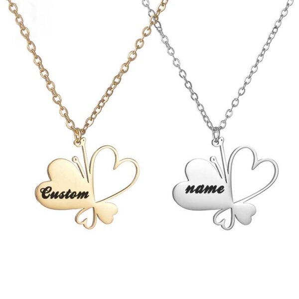 Factory Sales Wholesales Mirror Polished Stainless Steel Dainty Personalized Name Butterfly Necklace