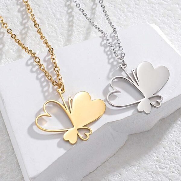 Factory Sales Wholesales Mirror Polished Stainless Steel Dainty Personalized Name Butterfly Necklace - Image 2