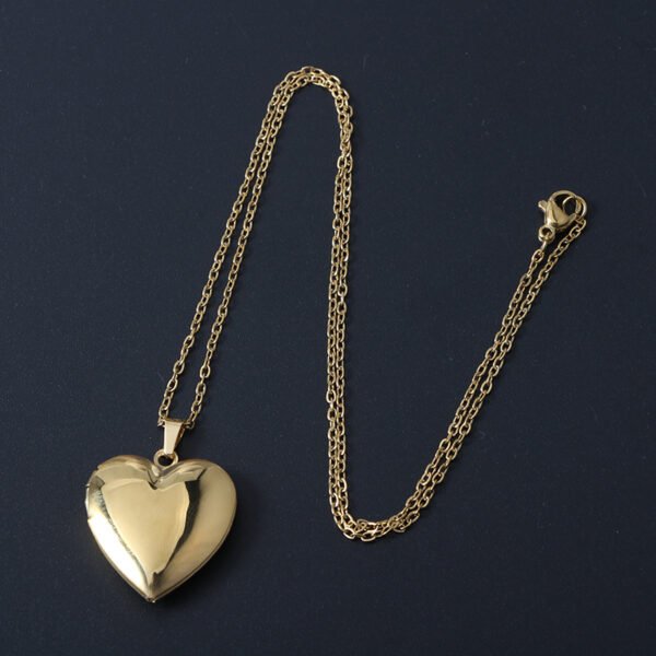 Stainless Steel Heart Shaped Necklace Heart Photo Locket Pendant Necklace Can Open Jewelry for Gifts - صورة 4
