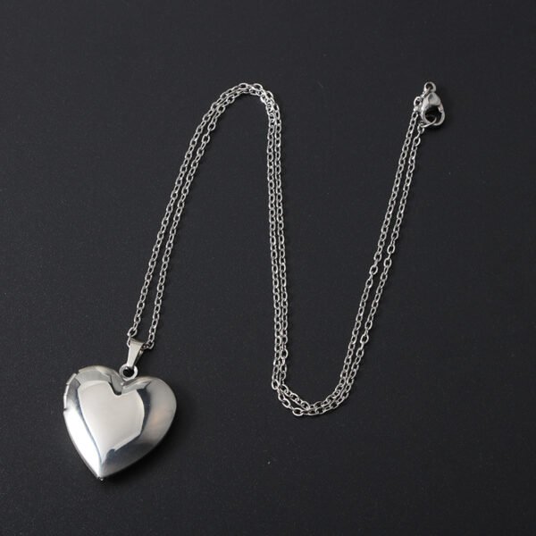 Stainless Steel Heart Shaped Necklace Heart Photo Locket Pendant Necklace Can Open Jewelry for Gifts - صورة 5