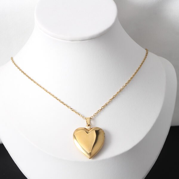 Stainless Steel Heart Shaped Necklace Heart Photo Locket Pendant Necklace Can Open Jewelry for Gifts - صورة 6