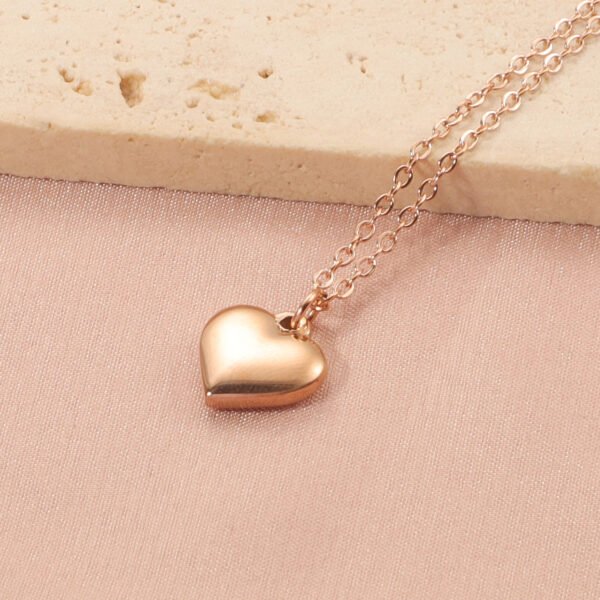 Elegant Mirror Polished 18K Gold Plated Stainless Steel Girl's Jewelry Heart Pendant Necklace - صورة 3