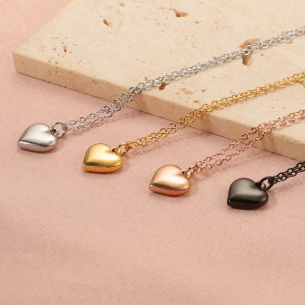 Elegant Mirror Polished 18K Gold Plated Stainless Steel Girl's Jewelry Heart Pendant Necklace - صورة 6