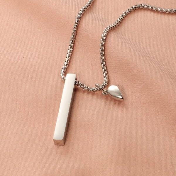 Custom Logo Stainless Steel Blank Black Personalized Chain Bar Magnetic Split Heart Necklace for Lover - Imagen 5