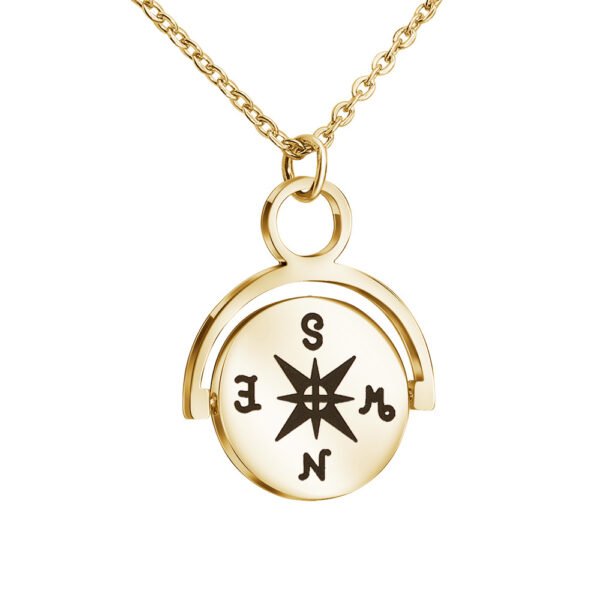 Factory Sales Mirror Polished Stainless Steel Blank Custom Logo Name Spinning Round Charm Necklace