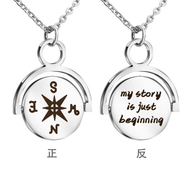 Factory Sales Mirror Polished Stainless Steel Blank Custom Logo Name Spinning Round Charm Necklace - Image 4