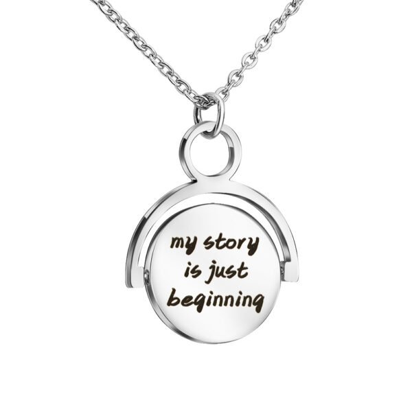 Factory Sales Mirror Polished Stainless Steel Blank Custom Logo Name Spinning Round Charm Necklace - Image 5
