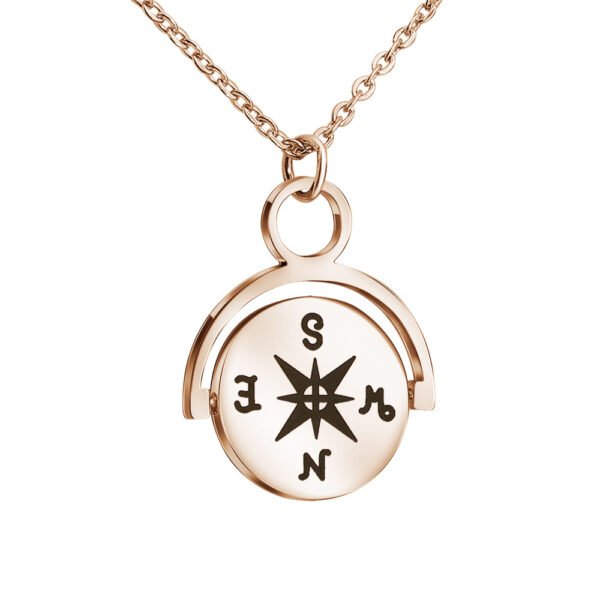 Factory Sales Mirror Polished Stainless Steel Blank Custom Logo Name Spinning Round Charm Necklace - Image 6