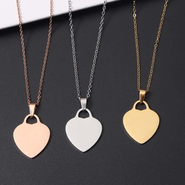 New Arrival Stainless Steel Mirror Polished 18K Gold Plated Custom Jewelry Heart Necklace