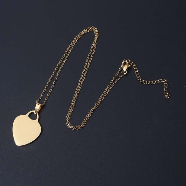 New Arrival Stainless Steel Mirror Polished 18K Gold Plated Custom Jewelry Heart Necklace - Bild 3