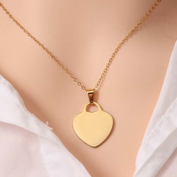 New Arrival Stainless Steel Mirror Polished 18K Gold Plated Custom Jewelry Heart Necklace - Bild 5
