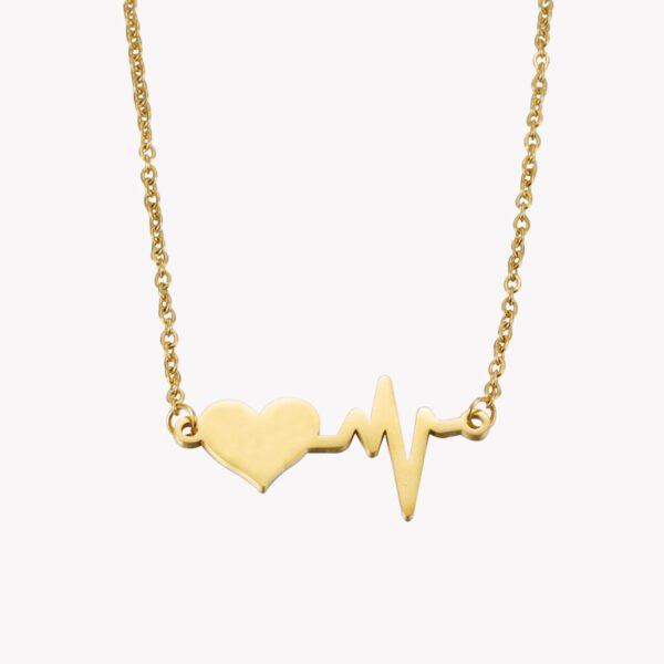 Wholesales Cheap Price Stainless Steel Mirror Polished 18K Gold Plated Blank Metal Heart Beat Pendant Necklace
