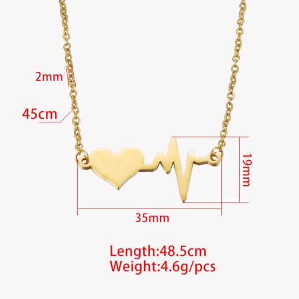 Wholesales Cheap Price Stainless Steel Mirror Polished 18K Gold Plated Blank Metal Heart Beat Pendant Necklace - Image 5