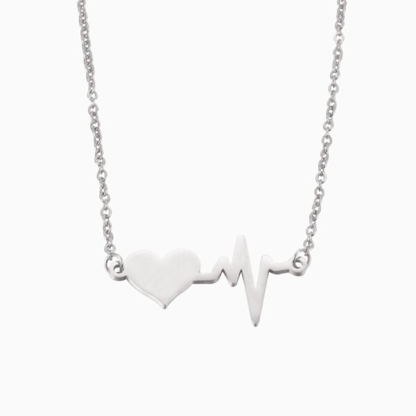 Wholesales Cheap Price Stainless Steel Mirror Polished 18K Gold Plated Blank Metal Heart Beat Pendant Necklace - Image 6