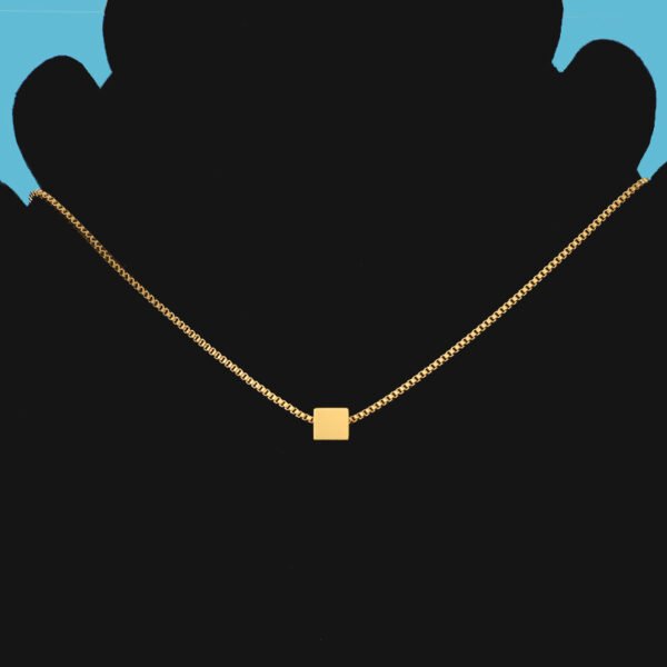 New Custom Fashion Stainless Steel Gold Small Square Box Chain Choker Necklace - Image 6