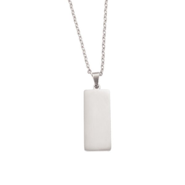 OEM Blank Rectangle Stainless Steel Silver Women Men Chain Custom Engrave Jewelry Necklace - Image 3
