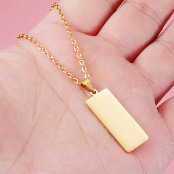 OEM Blank Rectangle Stainless Steel Silver Women Men Chain Custom Engrave Jewelry Necklace - Image 4