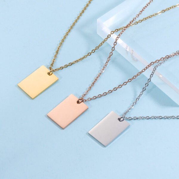 OEM Blank Rectangle Stainless Steel Silver Women Men Chain Custom Engrave Jewelry Necklace