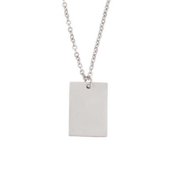OEM Blank Rectangle Stainless Steel Silver Women Men Chain Custom Engrave Jewelry Necklace - صورة 2
