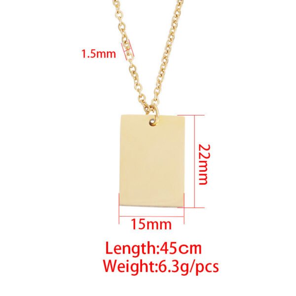 OEM Blank Rectangle Stainless Steel Silver Women Men Chain Custom Engrave Jewelry Necklace - صورة 3