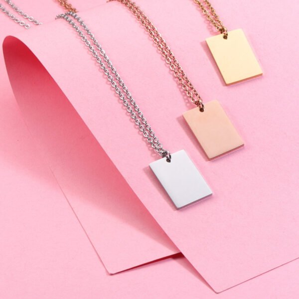 OEM Blank Rectangle Stainless Steel Silver Women Men Chain Custom Engrave Jewelry Necklace - صورة 4