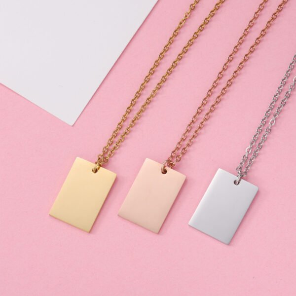 OEM Blank Rectangle Stainless Steel Silver Women Men Chain Custom Engrave Jewelry Necklace - صورة 6