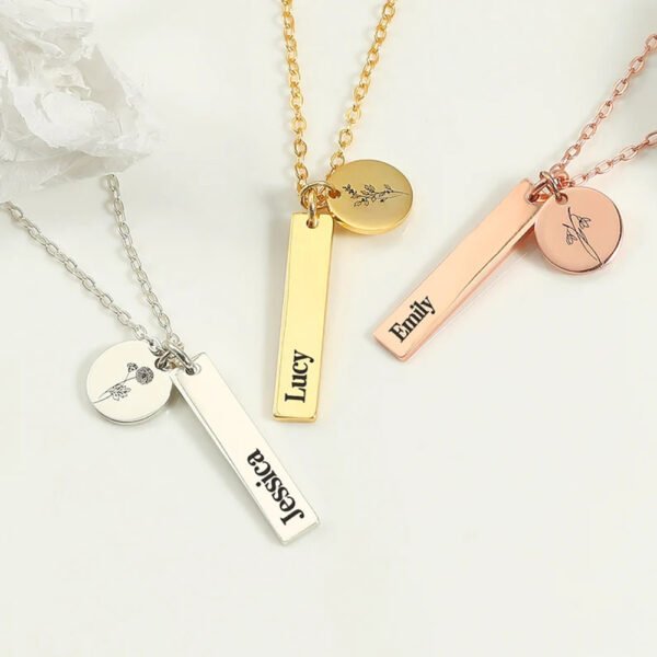 Customized Stainless Steel Women Men Jewelry Mirror Polished Round Rectangle Engraved Pendant Necklace