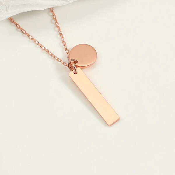 Customized Stainless Steel Women Men Jewelry Mirror Polished Round Rectangle Engraved Pendant Necklace - Image 5