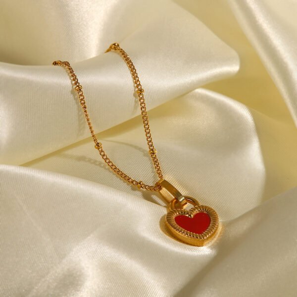 High Quality Statement Necklace Stainless Steel Luxury Heart Chain Necklace for Women - Imagen 3
