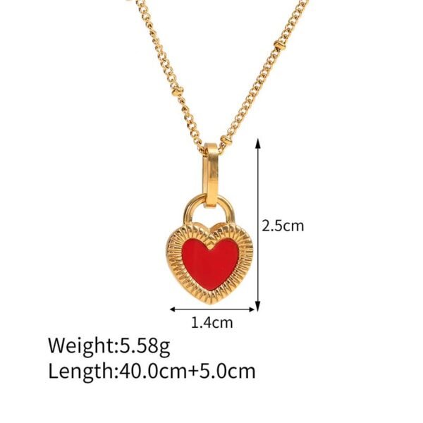 High Quality Statement Necklace Stainless Steel Luxury Heart Chain Necklace for Women - Imagen 4