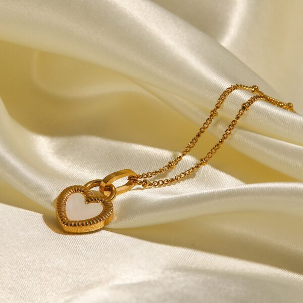 High Quality Statement Necklace Stainless Steel Luxury Heart Chain Necklace for Women - Imagen 5