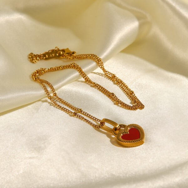 High Quality Statement Necklace Stainless Steel Luxury Heart Chain Necklace for Women - Imagen 6