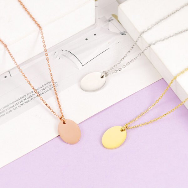 Factory Wholesales Stainless Steel Gold Custom Personalised Necklace With Oval Pendant - Imagen 6