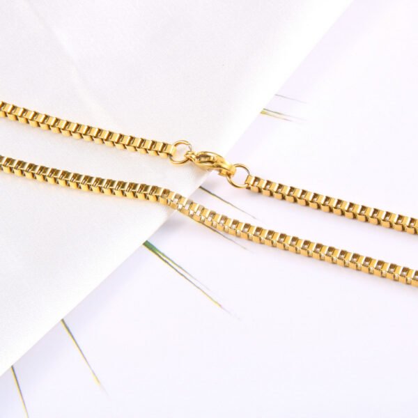 New 18K Gold Plated Stainless Steel DIY Box Chain Necklace for Jewelry Making - صورة 2